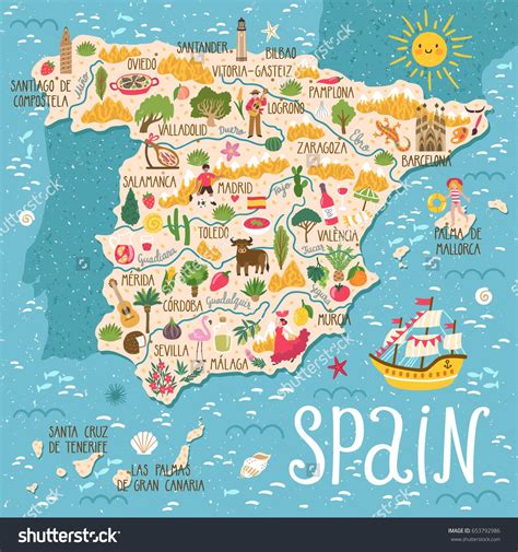 traductor landmark|map of spain with landmarks.